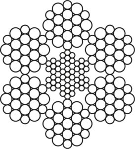 Канат д. 27,5мм, 6x19W-IWRC (1-6-6+6), м.гр. 1570, цинк клас B, ліве хрестове zS (для підйомно-транспортних машин)